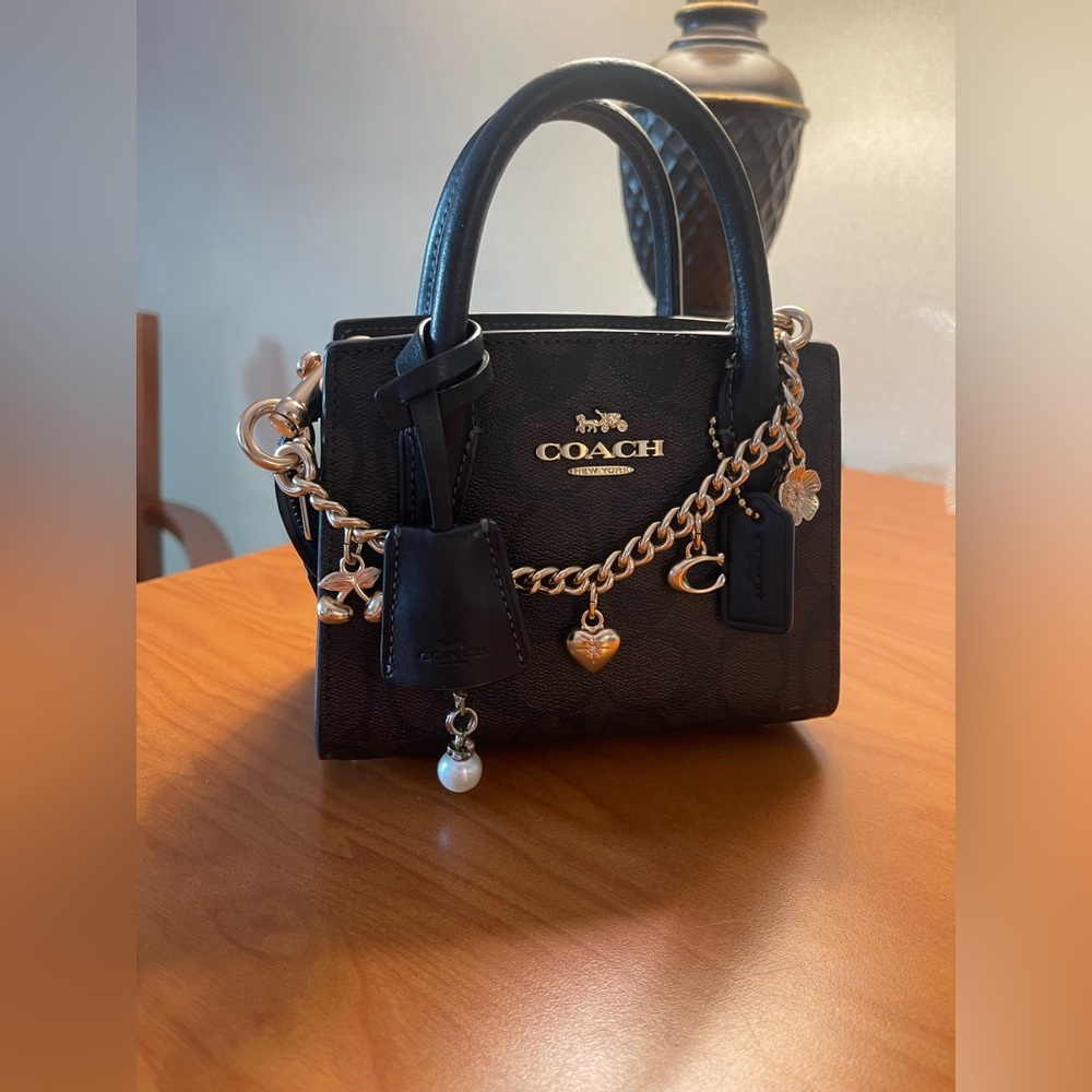Coach Mini Black Bag with Gold Charm Details